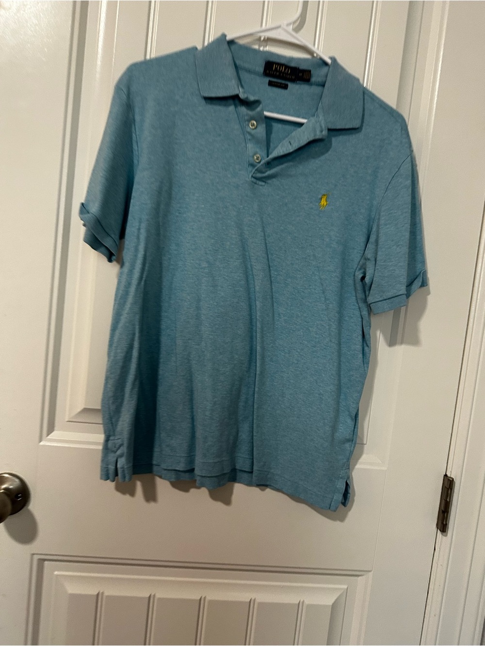 Ralph Lauren Men's Heather Sky Blue Polo with Yellow Pony